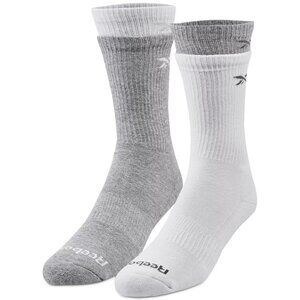 Reebok Men's Cushion Crew Performance Training Socks 2Pack-White & Grey